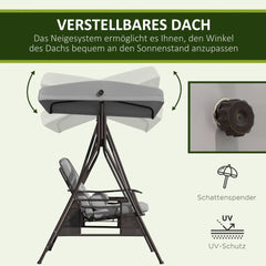 Outsunny Hollywoodschaukel 3-Sitzer mit Sonnendach und Ablagen