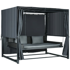 Outsunny Hollywoodschaukel Outdoor 3-in-1 mit Baldachin & Sichtschutz