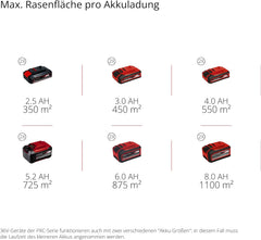 Einhell Akku-Rasenmher RASARRO 36/38 Kit Power X-Change (36 V, 38 cm Schnittbreite, 450 m, Brushless, Mulchfunktion, 45L Fangkorb, inkl. 2x 4,0 Ah Akkus + Twincharger)