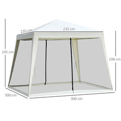 Outsunny Gartenpavillon mit Moskitonetz wasserabweisend cremeweiß