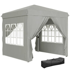 Outsunny Faltpavillon 2,5×2,5 m mit UV-Schutz & Seitenteilen