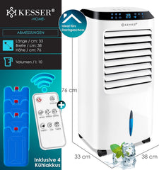 KESSER 4in1 Mobile Klimaanlage | Fernbedienung | Klimagert | Ventilator Klimaanlage | Timer | 3 Stufen | Ionisator Luftbefeuchter | Luftkühler |