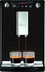 Melitta Solo - Kaffeevollautomat mit höhenverstellbarem Auslauf, kleine Kaffeemaschine mit abnehmbarem Wassertank, für z. B. Espresso oder Café Crème, silber