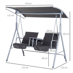 Outsunny Hollywoodschaukel 2-Sitzer mit Sonnendach Becherhalter