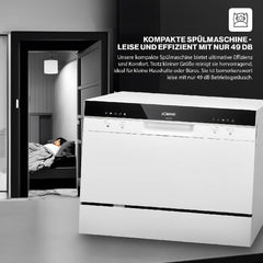 Bomann Mini Geschirrspüler mit Wasseranschluss | inkl. Schlauch | Tisch Geschirrspüler leise | Mini Spülmaschine für kleine Küchen/Camping | Spülmaschine klein m. Überlaufsicherung | TSG 7405 schwarz