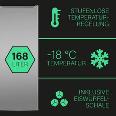 Bomann Gefrierschrank | Tiefkühlschrank | Freezer | Nutzinhalt 168 Liter | wechselbarer Türanschlag | 4 Sterne Gefrierraum | GS 7340 inox
