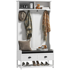 HOMCOM Garderobenständer Schuhbank All-in-1 Design Weiß
