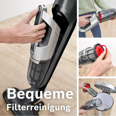 Bosch Akku-Staubsauger Flexxo 2in1 Serie 4 BBH32101, kabelloser Handstaubsauger, beutellos, hohe Saugleistung, Lange Laufzeit, Kurze Ladezeit, Fugendüse, alle Bodenarten, schwarz
