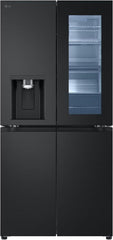 LG GMG861EPAE InstaView SLIM Multi-Door, Klasse E, 508 L, Kühlschrank mit Gefrierfach, Eis-, Crushed Ice- Wasserspender mit UVnano, Total NoFrost, Smart Inverter Kompressor, Wi-Fi, Farbe Matte Black