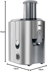 DeLonghi Braun J700 Multiquick 7 Entsafter | Hochleistungs-Entsafter-System | Groer Einfüllschacht (75 mm) | Innovatives Anti-Tropf-System | Kraftvoller 1.000 Watt Motor | silber