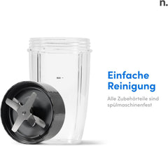 Nutribullet Pro 1200, Elektrischer Mixer, Zerkleinerer, Smoothie Mixer, Multifunktionsmixer, 1200w Leistung, 700ml und 900ml Glser, schwarz, NB120MB