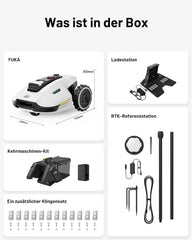 MAMMOTION YUKA Mini 700 Mähroboter ohne Begrenzungskabel, NetRTK+Vision, Keine RTK-Antenne erforderlich, Auto-Kartierung, Empf. 700m², Max. 1100m², mit 4G-Modul, 50% Steigung