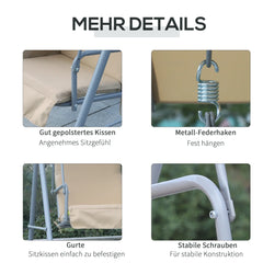 Outsunny Hollywoodschaukel 2-Sitzer mit Sonnendach Becherhalter
