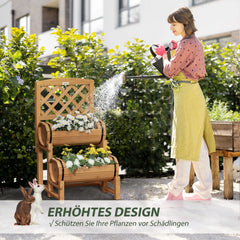 Outsunny Hochbeet Pflanztreppe rustikales Fass-Design mit Rankgitter Massivholz