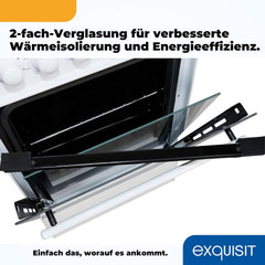 Exquisit Standherd, Standherd 50 cm Breite, Massekochfeld, einfach zu bedienen, 48 l Garraum, Elektro-Standherd 50 cm, EH9-3-090 weiss