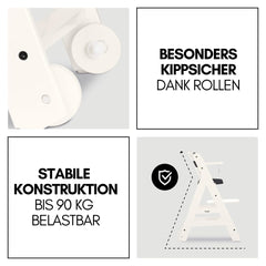 hauck Hochstuhl Beta+ Newborn Set Premium Dark Grey - Babyhochstuhl Set ab Geburt mit Neugeborenen Aufsatz Bouncer, Sitzpolster und Essbrett - Dark Grey