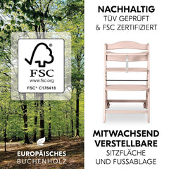 hauck Hochstuhl Beta+ Newborn Set Premium Dark Grey - Babyhochstuhl Set ab Geburt mit Neugeborenen Aufsatz Bouncer, Sitzpolster und Essbrett - Dark Grey