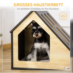 PawHut Hundehütte Holz 60x40 cm mit Kissen für kleine Hunde