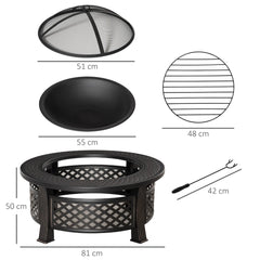 Outsunny Feuerschale BBQ-Grill 2-in-1 Bronzeoptik
