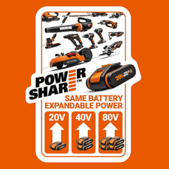 Worx Nitro 34 cm Akku-Rasenmher, Elektrischer Rasenmher, WG779E, 40 V PowerShare PRO 2 STK. 2,5 Ah Akku (Akkus & Ladegert inklusive)