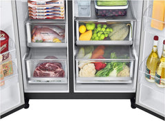 LG GSGV81PYLL Side by Side Kühlschrank, Klasse E, 635 L, Instaview, Kühlschrank mit Gefrierfach, Eis-, Crushed Ice- Wasserspender, Total NoFrost, Smart Inverter Kompressor, Wi-Fi