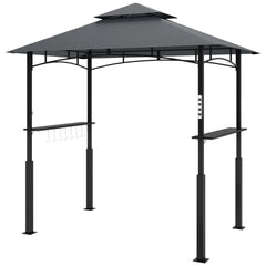 Outsunny Grillpavillon doppelschichtiges Vordach LED-Licht