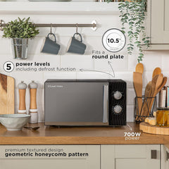 Russell Hobbs Honeycomb RHMM715G 17 Liter 700 W Grau Solo manuelle Mikrowelle mit 5 Leistungsstufen, integrierter Timer und Auftaufunktion