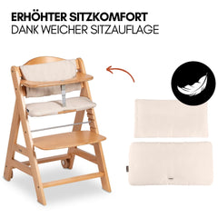 hauck Hochstuhl Beta+ Newborn Set Premium Dark Grey - Babyhochstuhl Set ab Geburt mit Neugeborenen Aufsatz Bouncer, Sitzpolster und Essbrett - Dark Grey