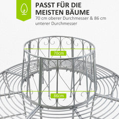 Outsunny Baumbank Rundbank 360° Design große Sitzfläche Metall