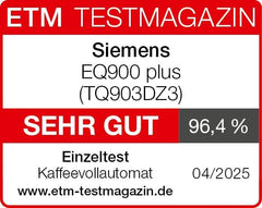 Siemens Kaffeevollautomat EQ900 TQ903D03, App-Steuerung, intuitives Full-Touch-Display, Barista-Modus, AromaBoost, Geräuschreduzierung, Premiummahlwerk, automatische Dampfreinigung, 1500 W, edelstahl