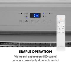 KLARSTEIN Grandbreeze Pro 14K – Mobiles Klimagerät, Luftentfeuchter, Ventilator, 3 Geschwindigkeiten, 14000 BTU/1,65 kW, Raum: 42 bis 68 m², Durchfluss: 460 m³/h, CEE A – Weiß Klimaanlage