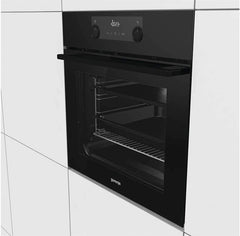 Gorenje 738971 Einbaubackofen-Set OptiBake Black Steam Pyro Set / 77L / Heißluft/Pyrolyse/ExtraSteam/GentleClose/AirFry/Pizzamode 300°C/PerfectGrill/Induktions-Kochfeld mit BridgeZone/schwarz