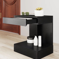 HOMCOM Nachttisch 40x30x46 cm mit Schublade Schwarz