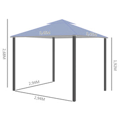 Outsunny Pavillon 3,45x3,45 m mit Doppeldach Grau