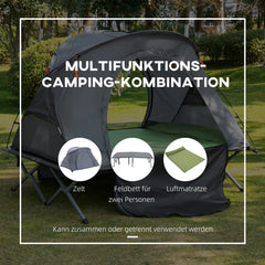 Outsunny Campingbett mit Zelt & Luftmatratze für 2 Personen, 200×146×159 cm, Grau