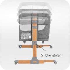 Momi SMART Bed 4-in-1 Kinderbeistellbetten bis 15 kg, Beistellbett für Babys mit Matratze, Höhenverstellbar