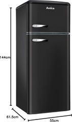 Amica KGC 15632 T Retro Kühl-/Gefrierkombination / Ice Blue (Türkis) / 144cm (H) x 55cm (B) x 62cm (T) / Retro-Design / Kühlschrank mit Gefrierfach