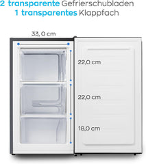 Heinrich´s Gefrierschrank 61Liter -18°C Freezer, 3x Gefrierschublade, 7 Stufen Temperaturregler, Airflow, wechselbarer Türanschlag weiß