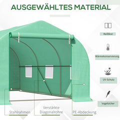 Outsunny Foliengewächshaus begehbar UV-beständig mit Rolltür