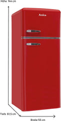 Amica KGC 15632 T Retro Kühl-/Gefrierkombination / Ice Blue (Türkis) / 144cm (H) x 55cm (B) x 62cm (T) / Retro-Design / Kühlschrank mit Gefrierfach