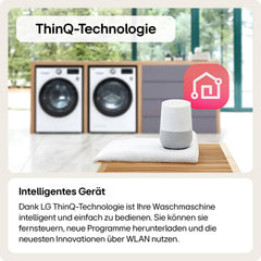LG F4WV7080, Klasse A, Frontlader-Waschmaschine 8 kg, 1400 U/Min, AI Direct Drive, Wi-Fi, Tiefenreinigung mit Dampf, Große Kapazität, TRIPLE A, Außentür aus Sicherheitsglas, 62 x 60 x 85 cm ꟷ Weiß