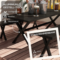 Outsunny Bierzeltgarnitur 3-tlg. mit Schirmloch in Holzoptik