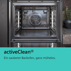 Siemens HB572ABS3, iQ300, Einbau-Backofen 60 x 60 cm, Air Fry, activeClean Pyrolyse Selbstreinung, LED-Touchbedienung, 3D Heißluft, Schnellaufheizung, cookControl10 Automatikprogramme, Edelstahl