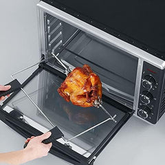 SEVERIN Back- und Toastofen mit Umluftfunktion, Mini Backofen mit Grillrost, Backblech, Drehspie und Pizzastein, vielseitiger Heiluftofen mit 42 L Kapazitt, 1.800 W, schwarz, TO 2058