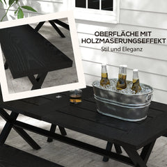 Outsunny Bierzeltgarnitur 3-tlg. mit Schirmloch in Holzoptik