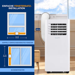SereneLife 3-in-1 Mobile Klimaanlage mit Abluftschlauch – Klimagerät als Luftkühler, Ventilator & Luftentfeuchter– Mini Klimaanlage für Räume bis zu 28 m2 – Luftkühler für Zuhause & Büro 10,000 BTU
