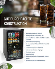 METRO Professional Mini-Kühlschrank GPC1088, 88 L, 1.052 kWh/24h, 3 Edelstahl-Drahtböden, schwarz