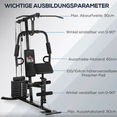 HOMCOM Kraftstation Fitnessstation Latzug Butterfly verstellbar