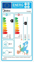 Midea Portasplit Klimaanlage, Mobile Wärmepumpe, Kühlen A++/Heizen A+, 12000 BTU 3, 5kW, für Räume bis zu 42 m² / 105 m³, nur 39 dB(A) im Silent-Modus
