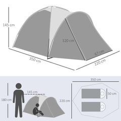 Outsunny Campingzelt Kuppelzelt 2-3 Personen erweiterbar 4 Türen